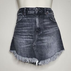 #51 We The Free Size 29 Gray Denim Fringe Skirt Western Cowboy
